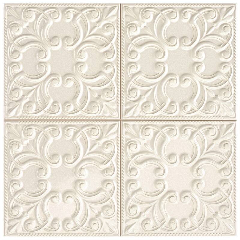 Merola Tile Victorian Tin Pearl 17-3/8" x 17-3/8" Porcelain Wall Tile