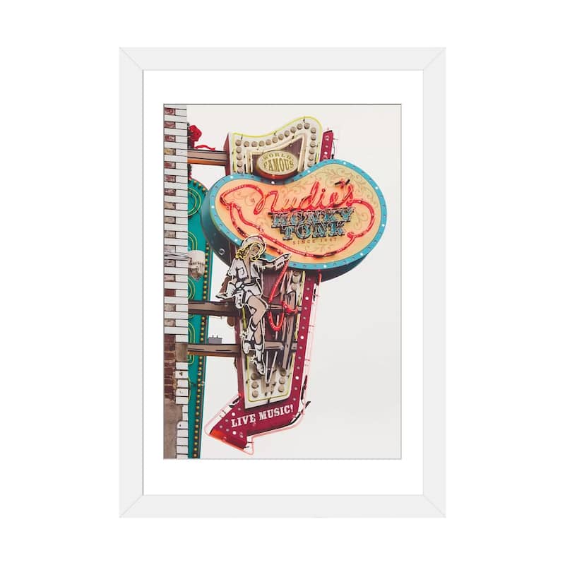 iCanvas "Nashville Neon Iii" by Ann Hudec PFA - White - 24x16x1