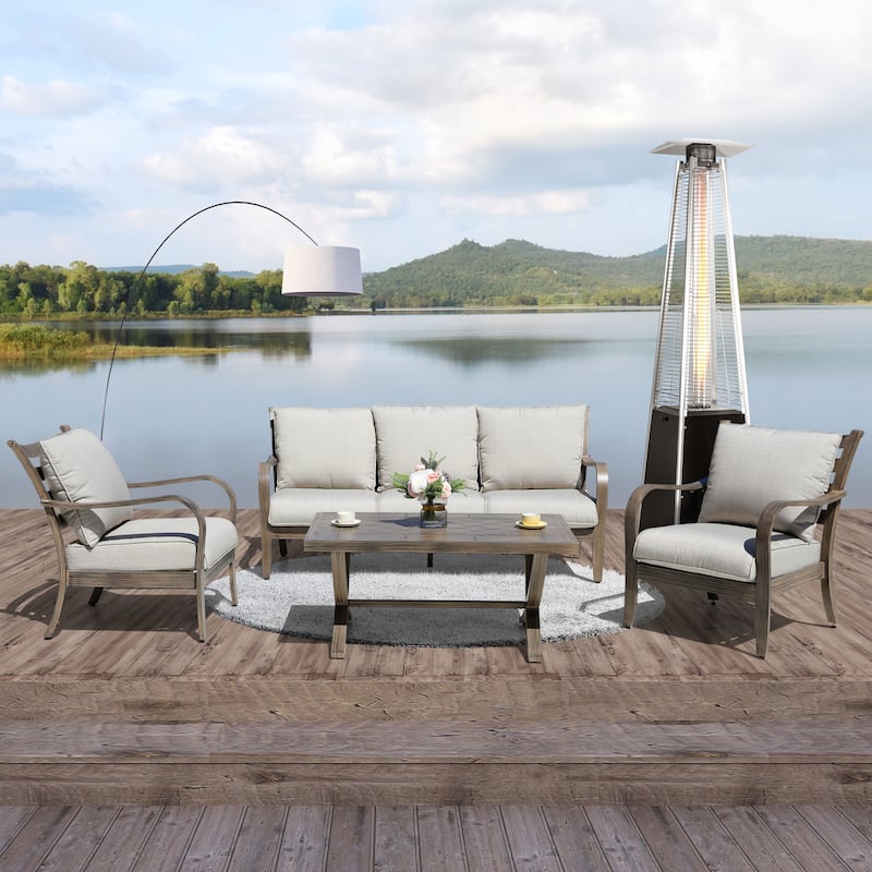 Outdoor 48,000 BTU Pyramid Propane Gas Patio Heater with Wheels, Glass Tube, Black