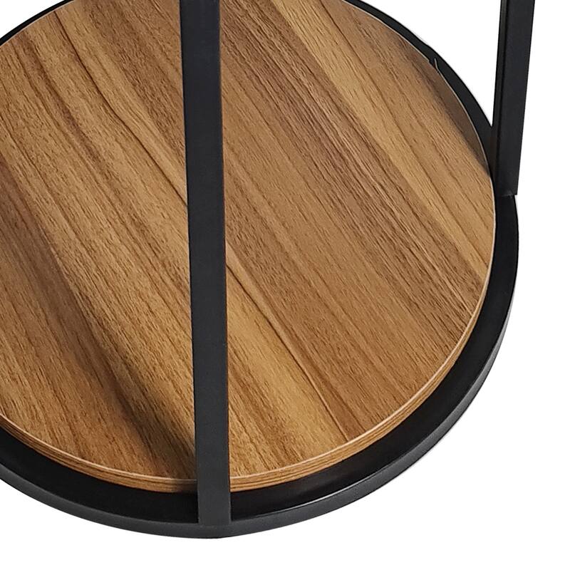 Furniture of America Aria Contemporary Natural Brown Wooden Round Nesting End Table Set of 2