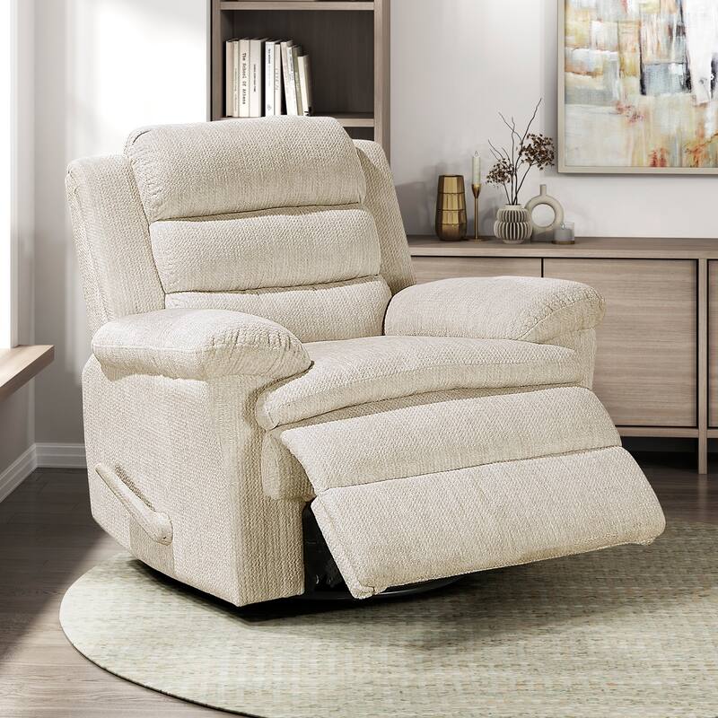 Sofiane 41" Microfiber Swivel Glider Recliner - Pull-Handle Motion