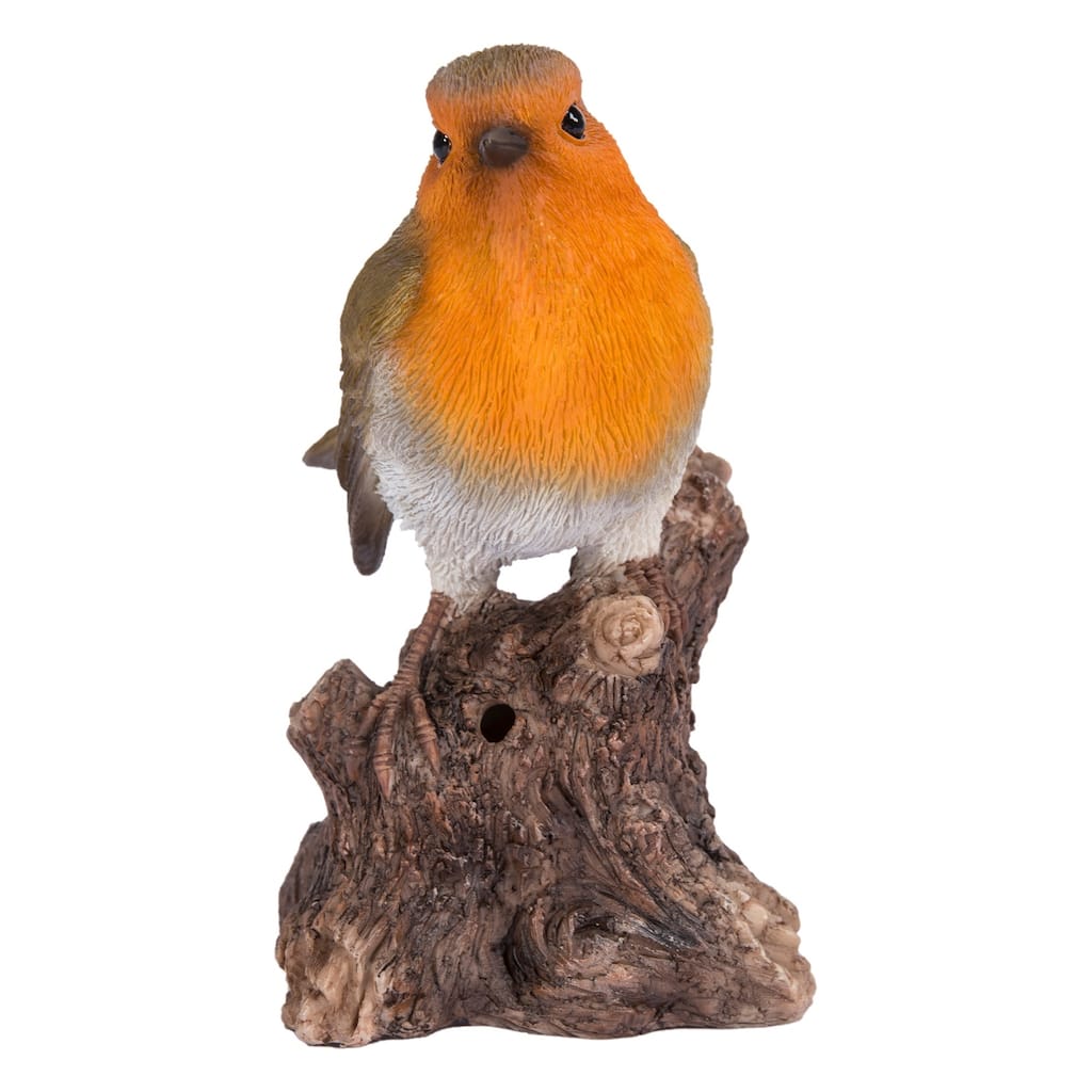 Battery Operated Singing Robin Outdoor Garden Statue - 5.25"