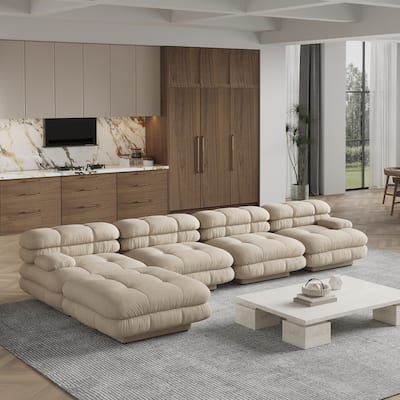 146" Tedy Velvet Sectional Cloud Couches, Modern L-Shaped Sofa DIY Combination Reversible Chaise for for Living Room