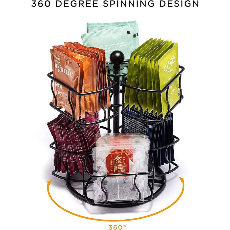 Sorbus Spinning Carousel, 2 Tier Revolving Lazy Susan, Tea Caddy Organizer for Countertop