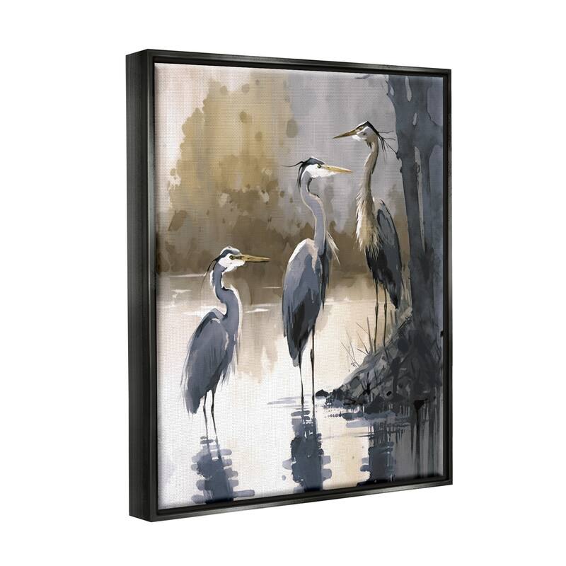 Stupell Lake View Herons Framed Floater Canvas Wall Art Design by Ray
