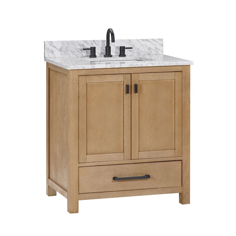 Avanity Modero 31 in. Vanity Combo in Matte Black finish and Carrara White Marble Top
