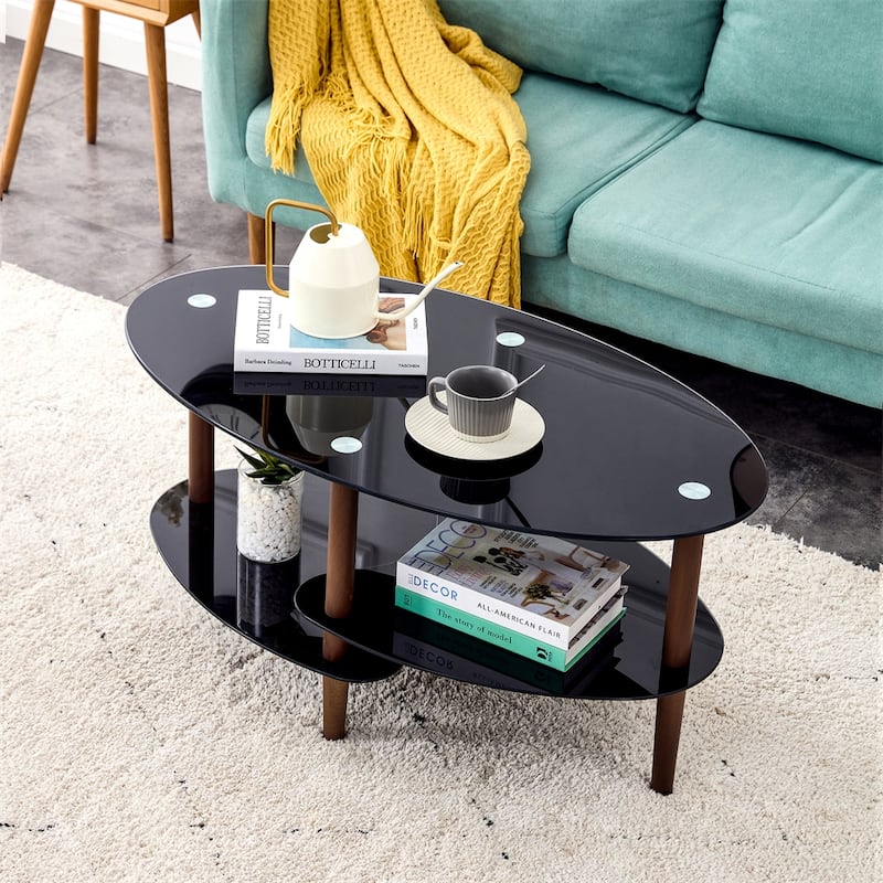 Modern Oval Glass Coffee Table