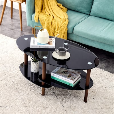 Modern Oval Glass Coffee Table