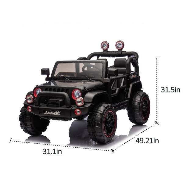 dimension image slide 1 of 4, 24V Electric Kids Ride-On Vehicle, Parent-Controlled Car with Adjustable Speeds, Pull Rod, Storage & LED Lights