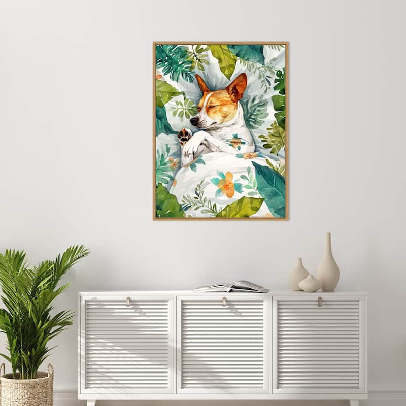 Dogs Life Jungle by Justyna Jaszke Framed Canvas Wall Art
