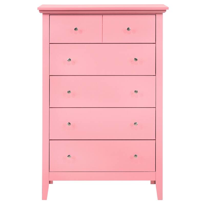 5-Drawer Wooden Bedroom Chest - 48" - Pink