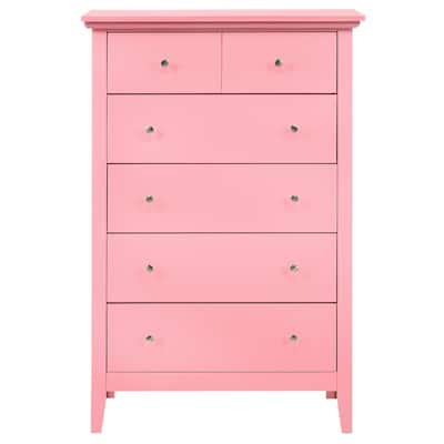 5-Drawer Wooden Bedroom Chest - 48" - Pink