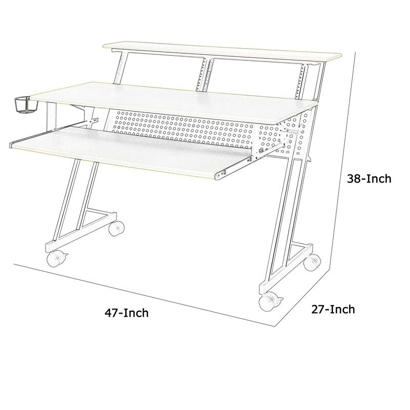 Rectangular Top Computer Desk with 1 Shelf and 1 Cupholder,Black and Yellow