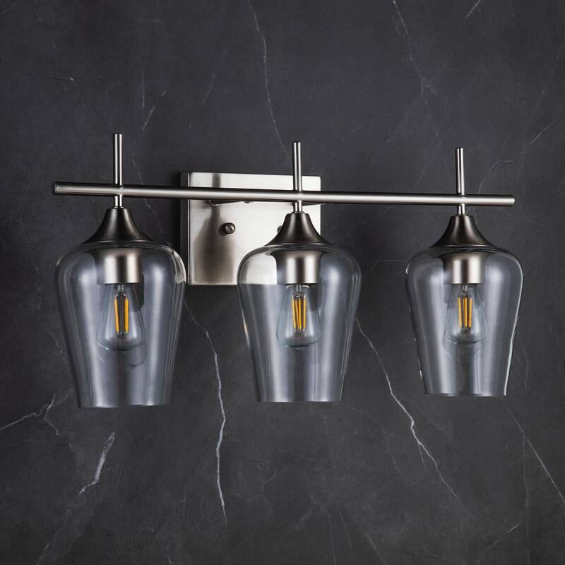 CO-Z Wall Sconce Vanity Lights with Glass Shade 2-Light/3-Light - Brushed Nickel - Brushed Nickel