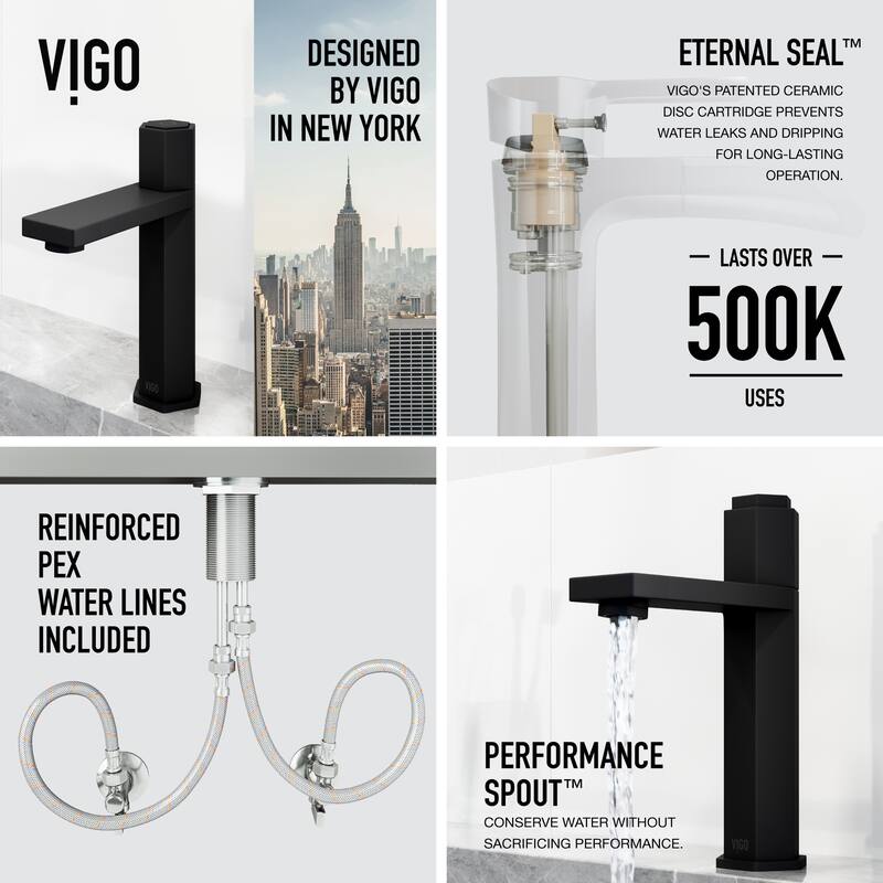 VIGO Nova 8" H Button Operated Single Hole Bathroom Faucet