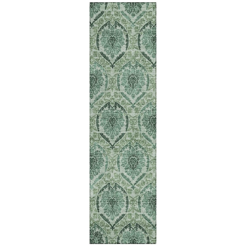 Machine Washable Indoor/ Outdoor Chantille Traditional Damask Rug