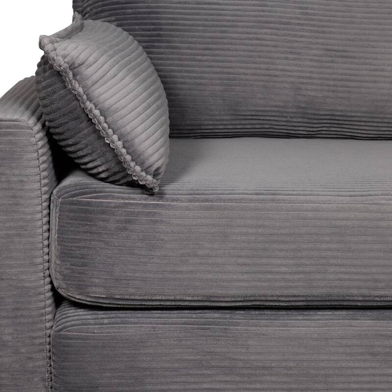 2-in-1 Convertible Corduroy Sofa Bed 51" Small Sofa, 2-Seater Loveseat Sleeper Couch with Side Storage