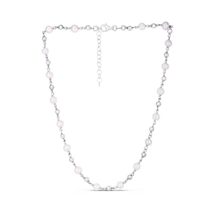 Curata 925 Sterling Silver 18" Alternating Freshwater Pearl and Bead Chain Necklace (Lobster)