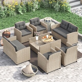Corvus Armitage 8-piece Outdoor Wicker Sofa Set with Cushions