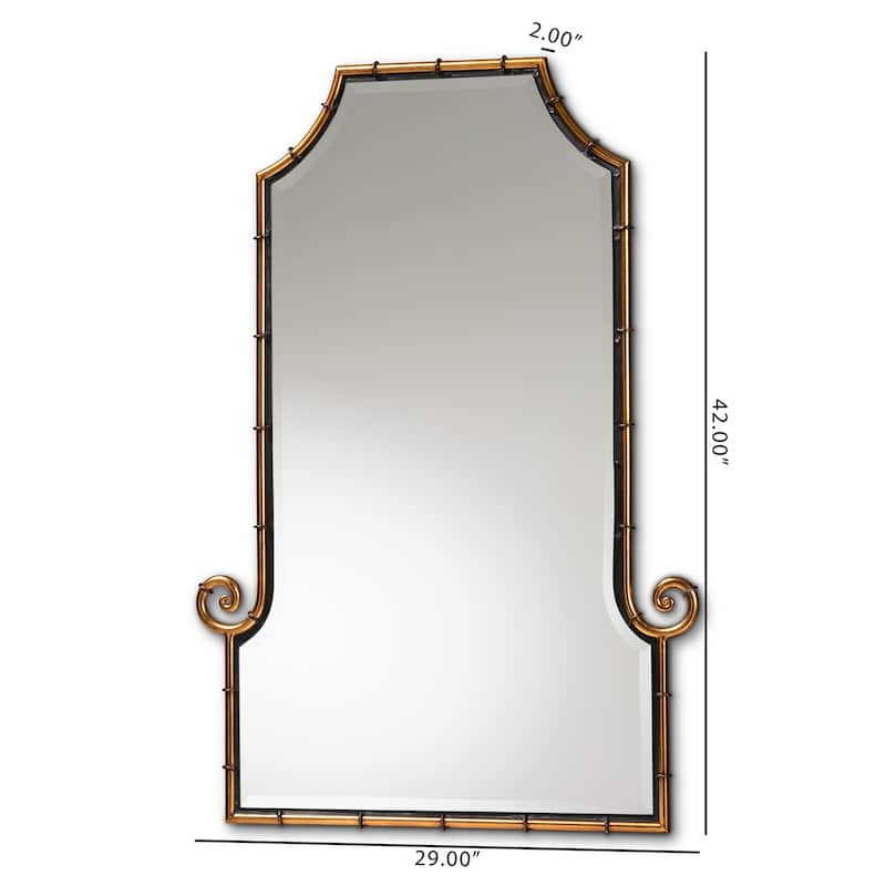 Layan Gold Finished Metal Bamboo Inspired Accent Wall Mirror