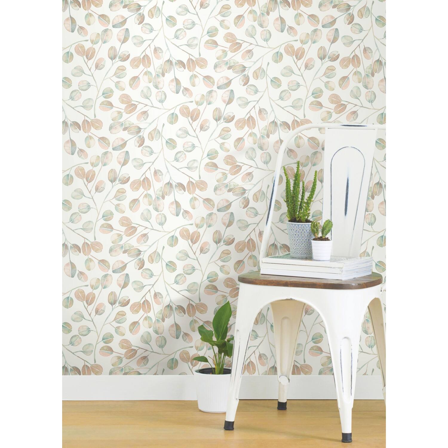 Pink & Green Cat Coquillette Eucalyptus Peel & Stick Wallpaper Bed Bath & Beyond 38883877