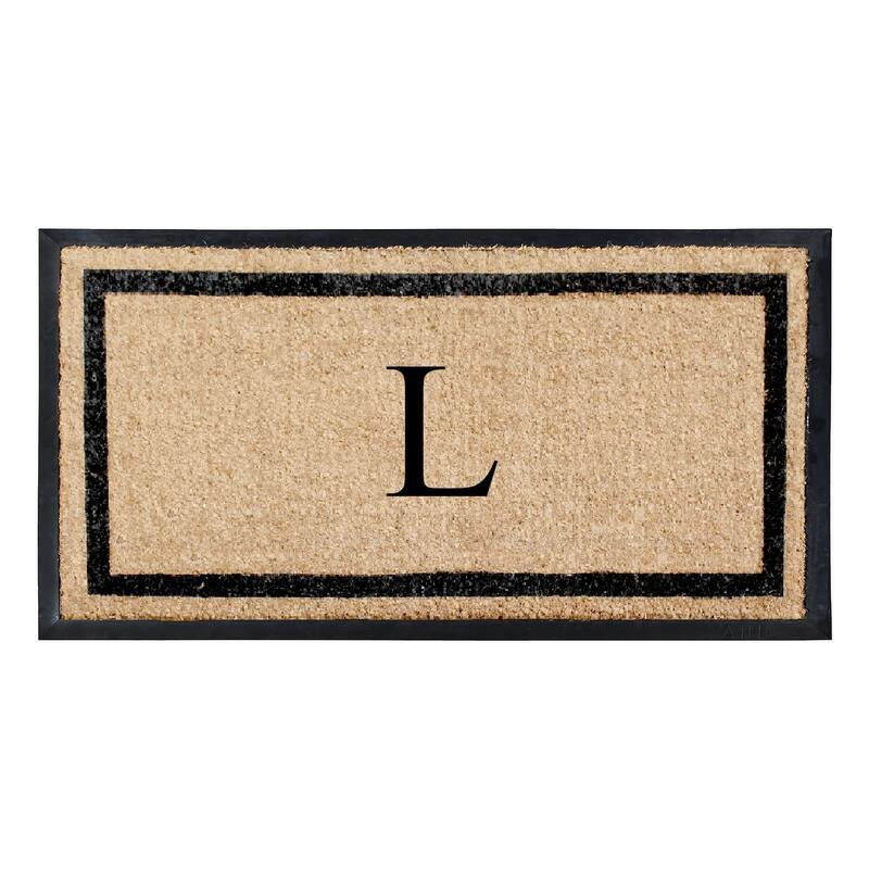 A1HC Rubber and Coir Heavy Weight large Outdoor Durable Monogrammed Doormat 24"X48", Beige - L