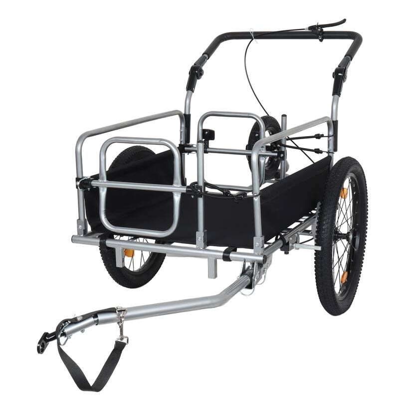 3-in-1 Heavy-Duty Bike Cargo Trailer -Bike Compatible Steel Frame, 110lb Capacity, Convertible Stroller & Pull Cart