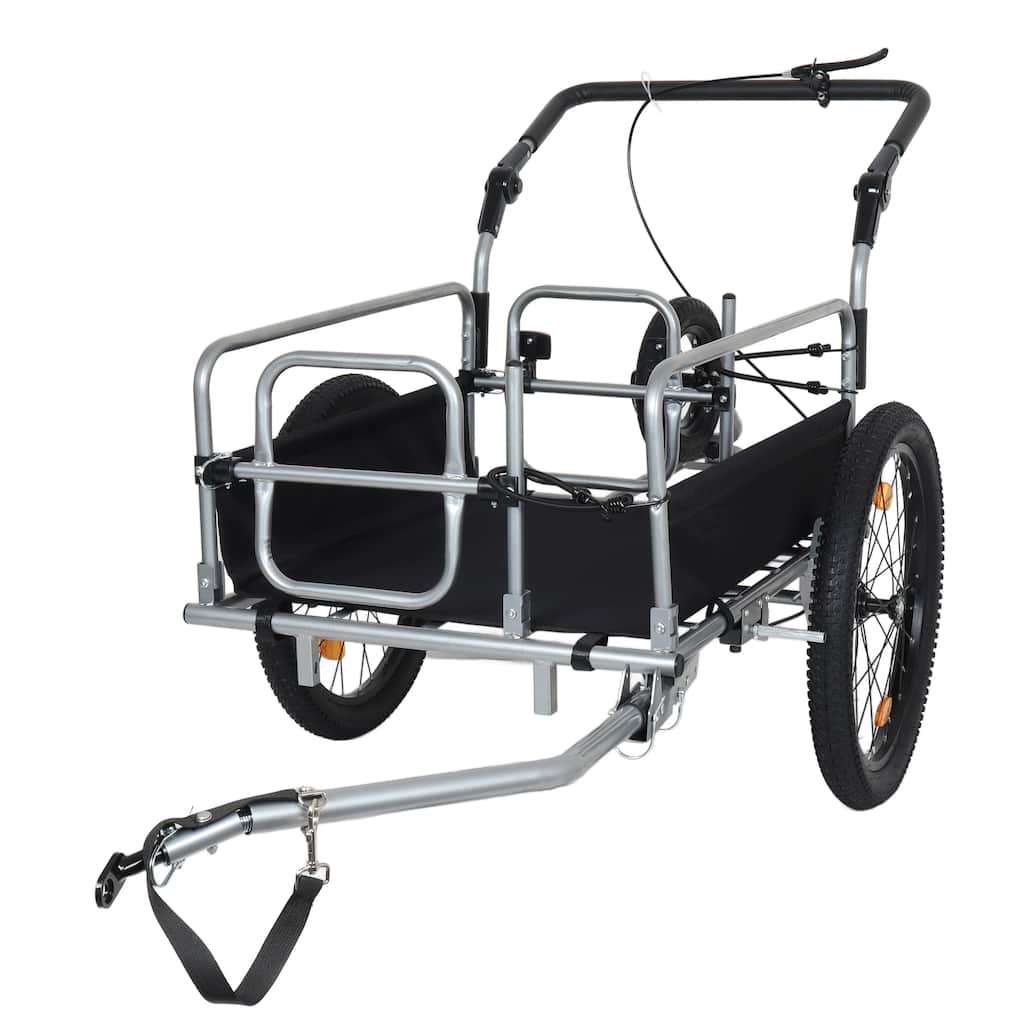 3-in-1 Heavy-Duty Bike Cargo Trailer -Bike Compatible Steel Frame, 110lb Capacity, Convertible Stroller & Pull Cart