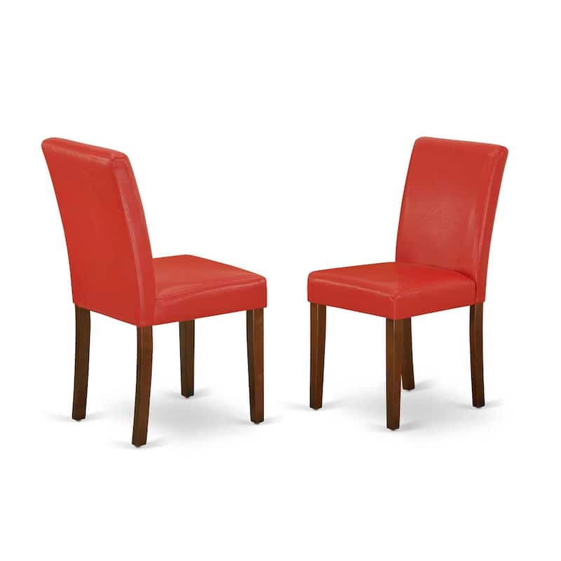5 Piece Dinette Set for 4 - Round Table with Dropleaf & 4 Parson Chairs - 42 Inch - Mahogany Finish