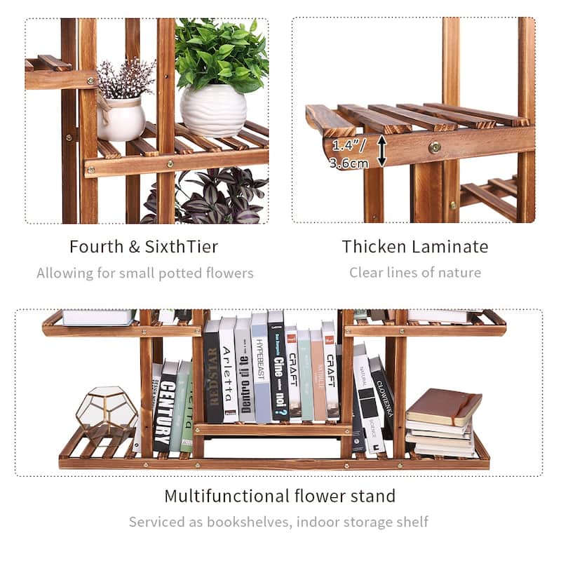 Large Ladder Multi Plant Stand Wooden Garden Planter Shelf