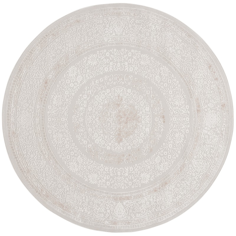 SAFAVIEH Hanna Kayla Contemporary Rug - 6'7" Round - Taupe/Ivory