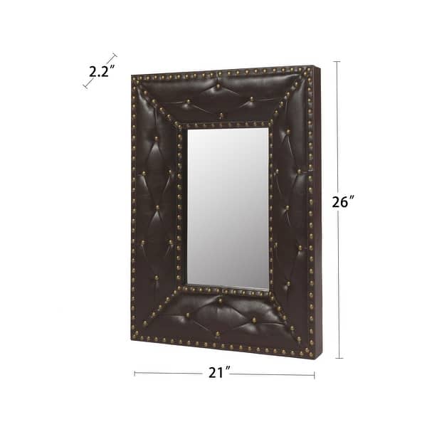 dimension image slide 2 of 6, Rectangle Rivet Decorative Wall Hanging Mirror