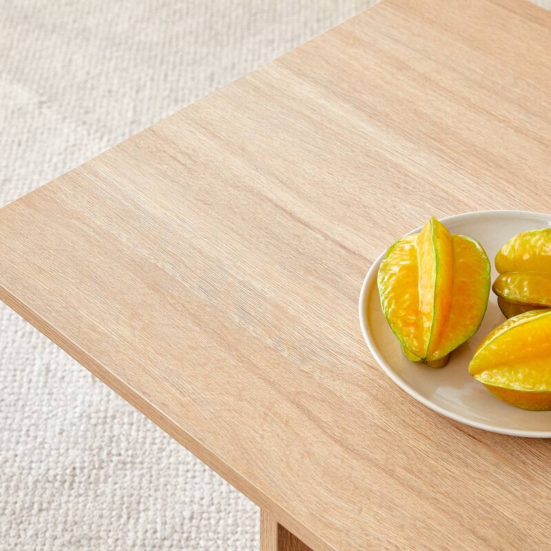 Modern Rectangular Coffee Table Snack Table, Home Office Coffee Table with Wooden Legs Living Room Center Table
