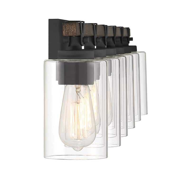 Roundhil 6-lights Farmhouse Faux Wood Grain Bathroom Vanity Light with UL Certified - 49'' W x 8'' H x 5'' D