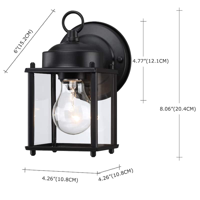 4-Pack 1-Light 8-in Black or White Finish Outdoor Wall Light With Clear Glass Shade