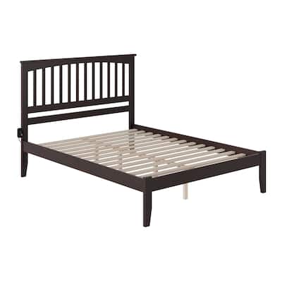 King Size Platform Bed - Solid Hardwood Espresso Finish - Open Footboard & Turbo Charger