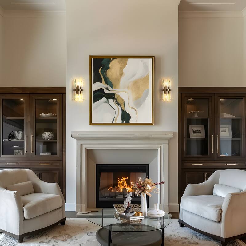 Modern 2-Light Glam Crystal Bathroom Vanity Lights Gold Wall Sconce - W6" x H12"