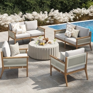 Kayden Bohemian 4-Piece Patio Conversation Set, Outdoor Loveseat
