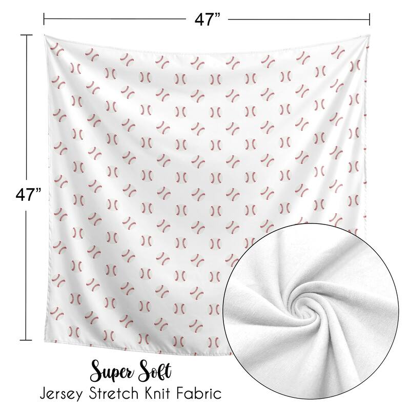 Baseball Collection Boy Baby Swaddle Receiving Blanket - Red and White Americana Sports