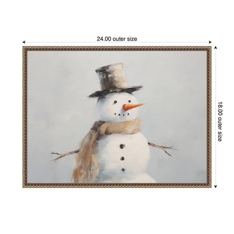 Kate and Laurel Sylvie Beaded Snowman Portrait Framed Canvas by The Creative Bunch Studio