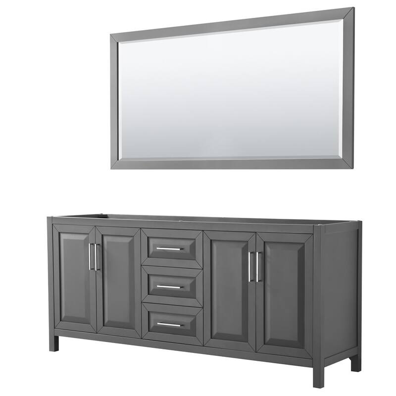 Wyndham Collection Daria 79" Double Free Standing Vanity Cabinet - - Dark Gray / Polished Chrome Hardware