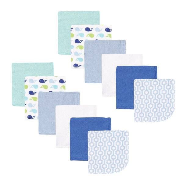 slide 1 of 1, Luvable Friends Baby Boy Cotton Rich Washcloths, Boy Whale, One Size - Boy Whale - One Size One Size - Boy Whale