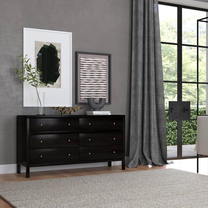 Nora 6-Drawer Wood Wide Dresser