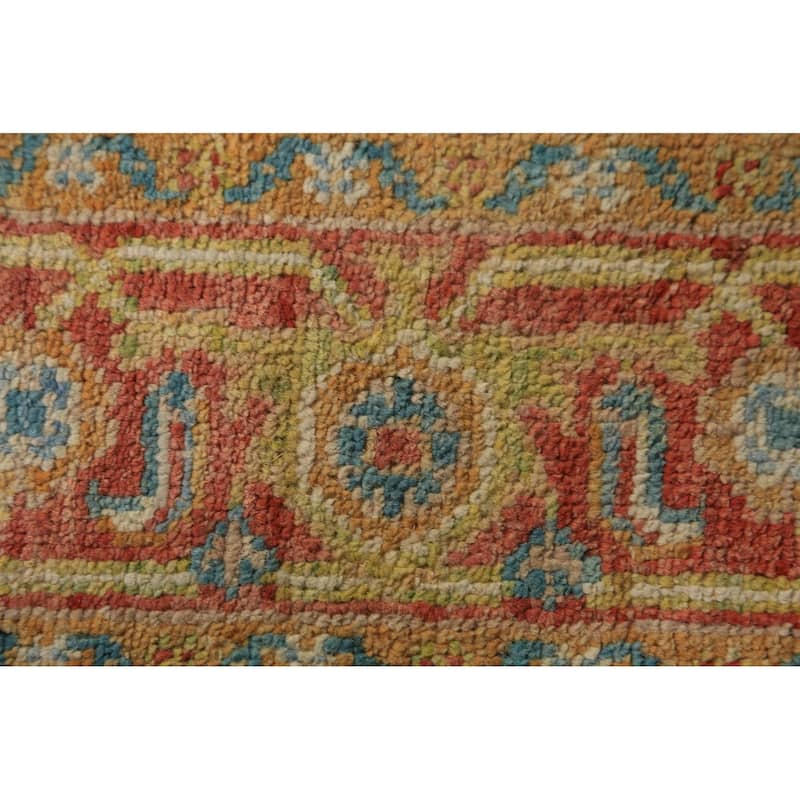 Vegetable Dye Heriz Serapi Rug Hand-Knotted Orange Wool Carpet - 2'10"x 4'0"