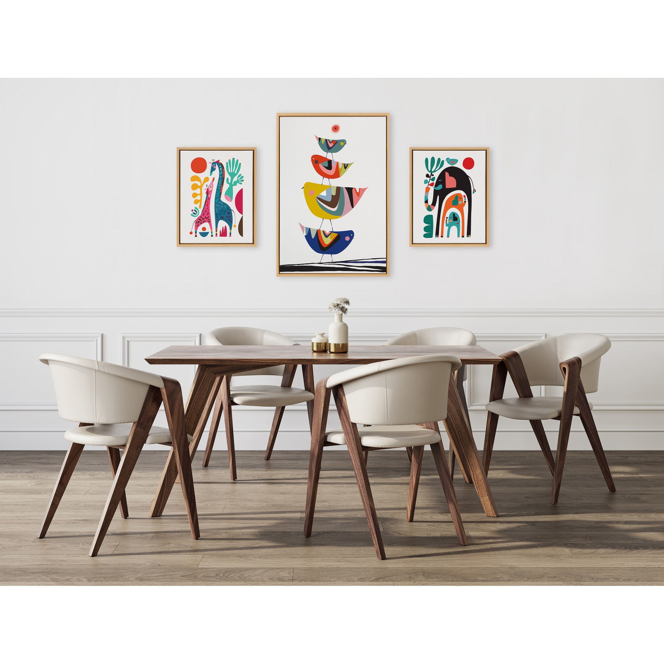 Kate and Laurel Sylvie Animals Canvas Art Set by Rachel Lee