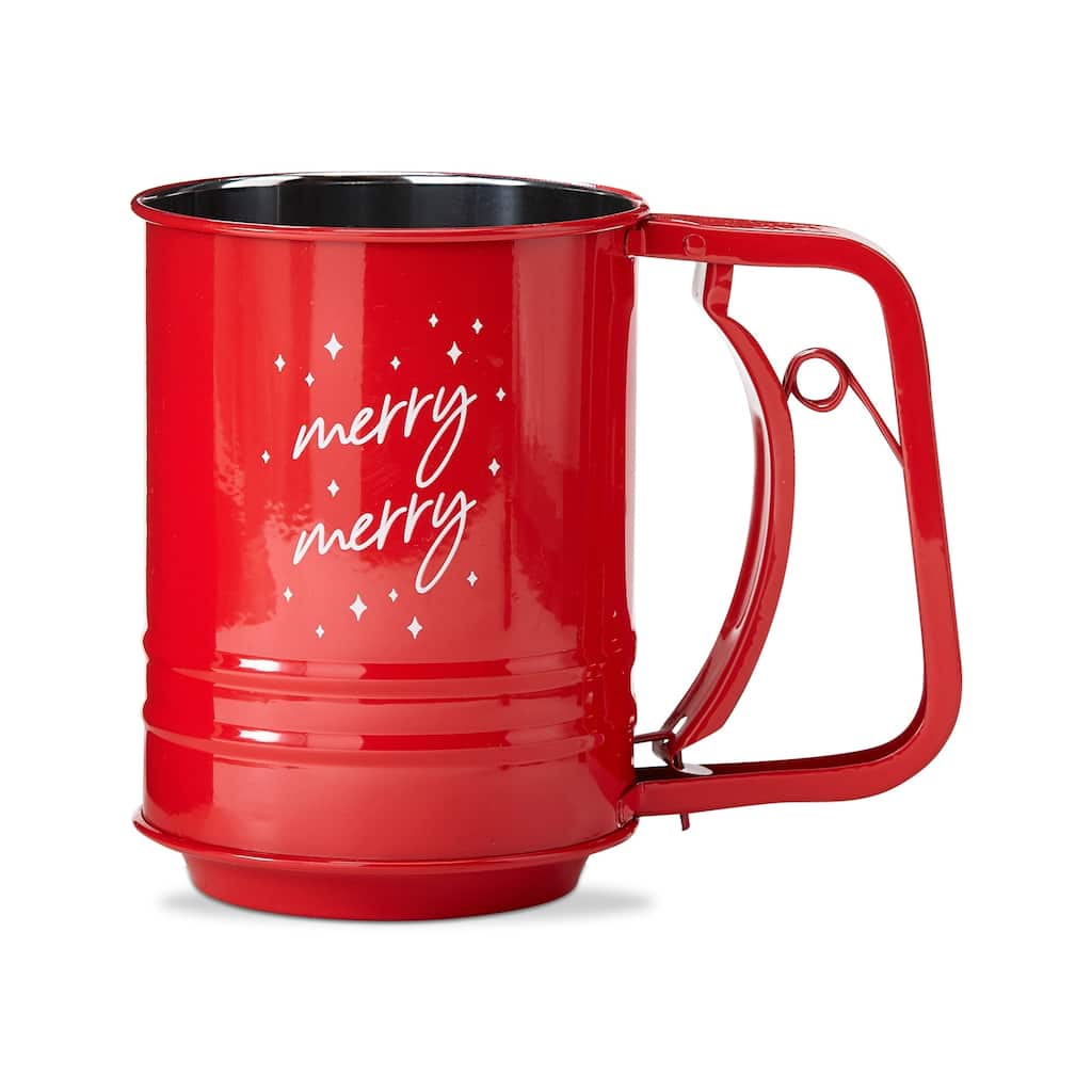 Merry Merry Red Stainless Steel Flour Sifter - 18.5oz Capacity Baking Accessory for Christmas - Hand Wash Only