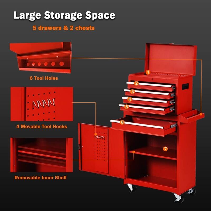 Rolling Tool Chest with Wheels Garage Storage Cabinet Tool Box
