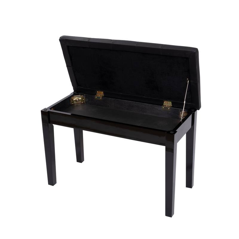 Piano Bench with Padded Cushion and Music Book Storage Compartment