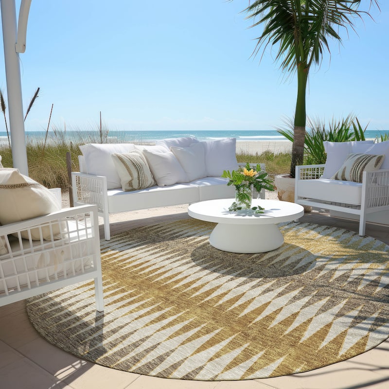 Machine Washable Indoor/ Outdoor Chantille Contemporary Rug - Chocolate - 8' x 8'
