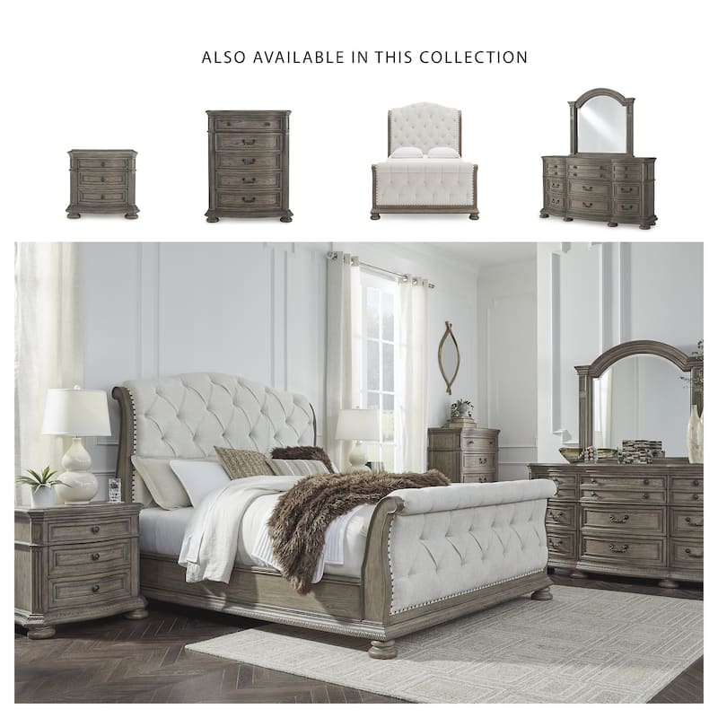 Signature Design by Ashley Ardenfield Brown/Beige Queen Upholstered Sleigh Bed